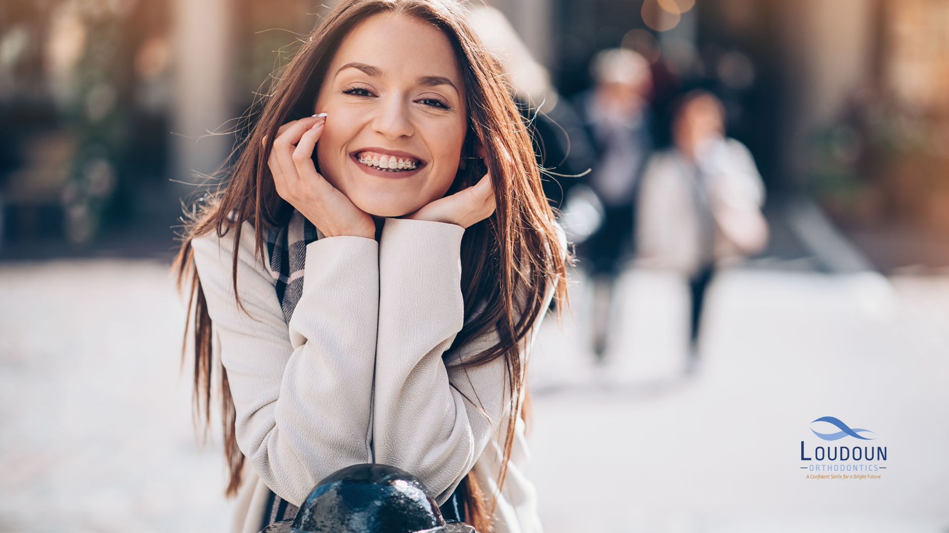 Woman wearing ceramic braces