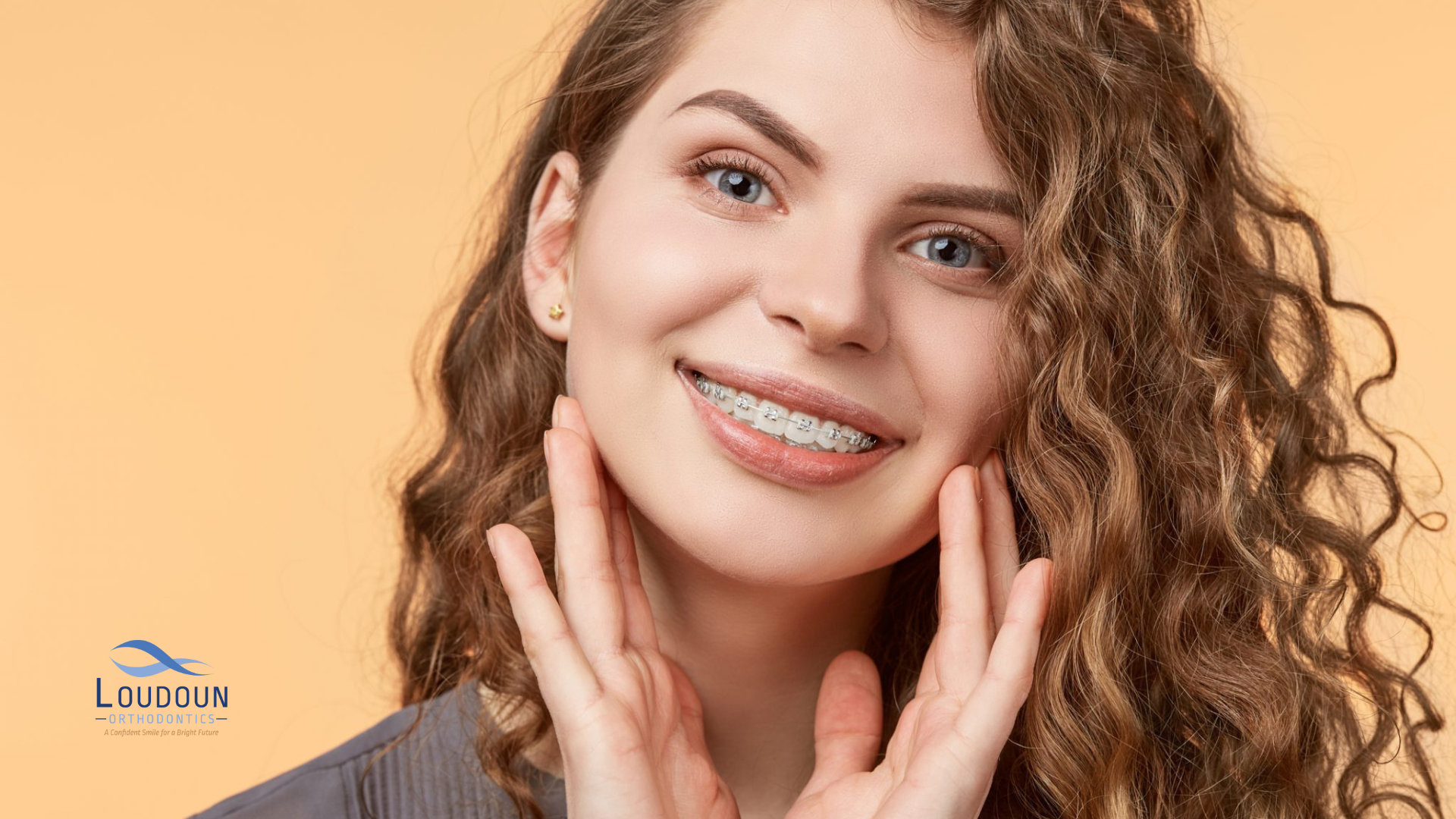 Woman wearing ceramic braces