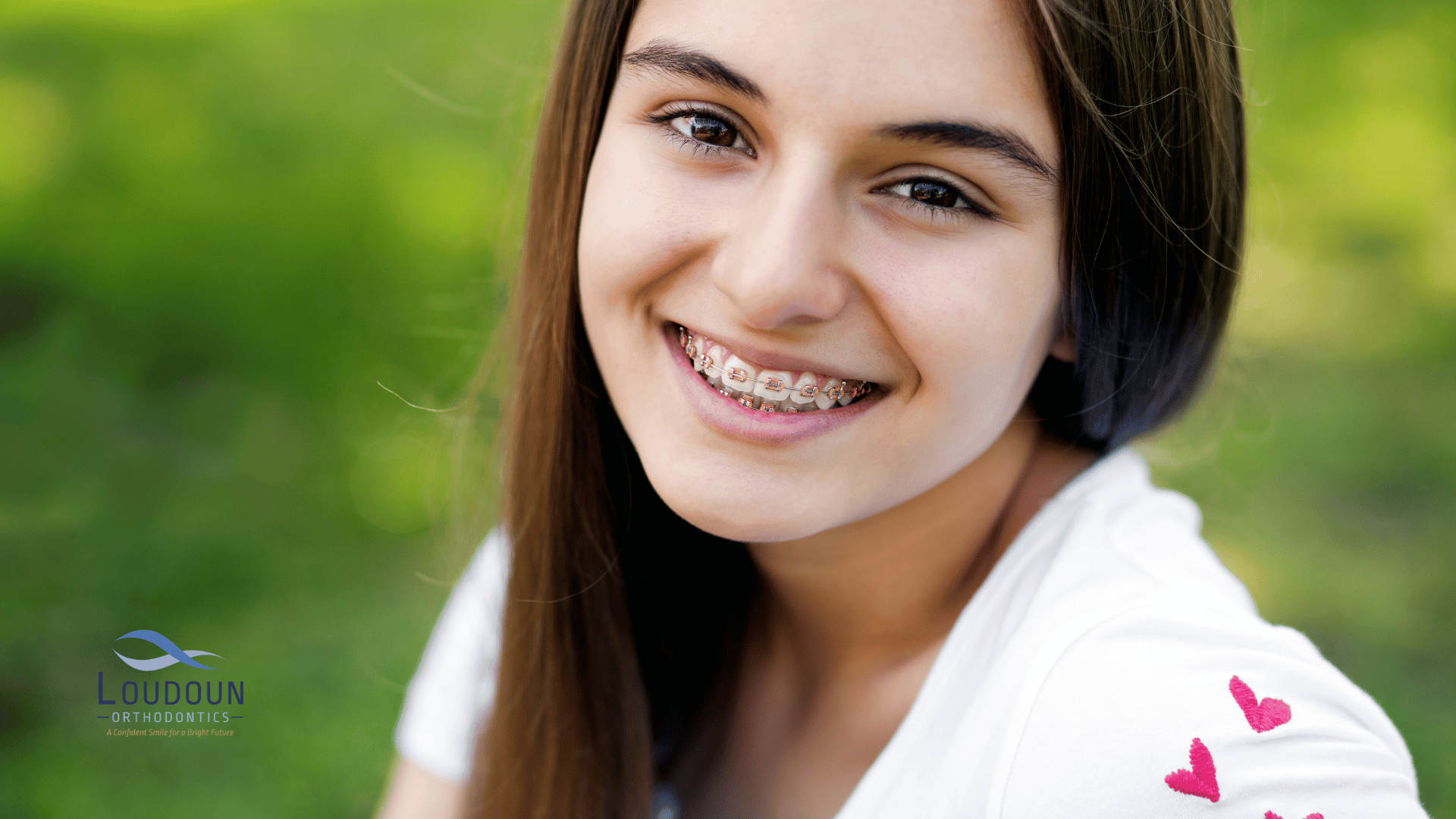 Girl smiling with braces